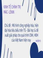 Mô hình công nghiệp hóa, hiện đại hóa tiêu biểu trên tg   bài học  đề xuất giải pháp cho quá trình cnh, hđh của việt nam hiện nay