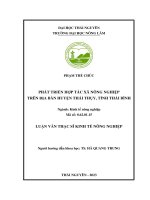 Phát triển hợp tác xã nông nghiệp  trên địa bàn huyện thái thụy, tỉnh thái bình