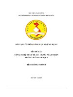 Bài tập lớn môn năng lực số ứng dụng tên đề tài công nghệ thực tế ảo – bước phát triển trong ngành du lịch