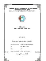 Tiểu luận học phần lập trình web phần mềm quản lý đăng kí du lịch