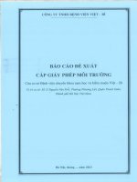 BÁO CÁO ĐỀ XUẤT CẤP GIẤY PHÉP MÔI TRƯỜNG CỦA CƠ SỞ BỆNH VIỆN CHUYÊN KHOA NAM HỌC VÀ HIẾM MUỘN VIỆT BỈ