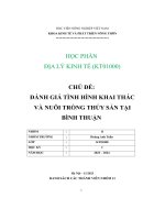 Chủ đề đánh giá tình hình khai thác và nuôi trồng thủy sản tại bình thuận