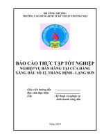 Báo cáo thực tập tốt nghiệp nghiệp vụ bán hàng tại cửa hàng xăng dầu số 12, tràng định   lạng sơn