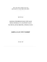 Đánh giá tình hình sử dụng nước sạch trong sinh hoạt của người dân tại xã mai trung, huyện hiệp hòa, tỉnh bắc giang