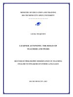 Learner autonomy: The roles of teachers and peers