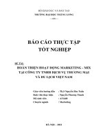 Đề tài hoàn thiện hoạt động marketing   mix tại công ty tnhh dịch vụ thương mại và du lịch việt nam