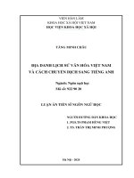 ĐỊA DANH LỊCH SỬ VĂN HÓA VIỆT NAM VÀ CÁCH CHUYỂN DỊCH SANG TIẾNG ANH