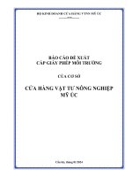 BÁO CÁO ĐỀ XUẤT CẤP GIẤY PHÉP MÔI TRƯỜNG CỦA CƠ SỞ CỬA HÀNG VẬT TƯ NÔNG NGHIỆP MỸ ÚC