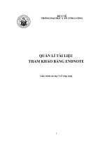 QUẢN LÍ TÀI LIỆU  THAM KHẢO BẰNG ENDNOTE