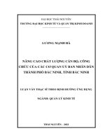 Nâng cao chất lượng cán bộ, công chức của các cơ quan uỷ ban nhân dân thành phố bắc ninh, tỉnh bắc ninh