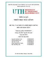 TIỂU LUẬN TRIẾT HỌC MÁC-LÊNIN ĐỀ TÀI VAI TRÒ CỦA PHÉP BIỆN CHỨNG ĐỐI VỚI SINH VIÊN