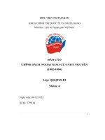 Báo cáo chính sách ngoại giao của nhà nguyễn (1802 1884)
