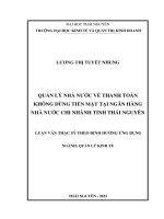 Quản lý nhà nước về thanh toán không dùng tiền mặt tại ngân hàng nhà nước chi nhánh tỉnh thái nguyên