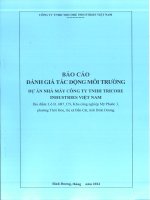 Báo cáo ĐTM Dự án “Nhà máy Công ty TNHH Tricore Industries Việt Nam”