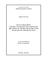 Quản lý hoạt động giáo dục văn hoá dân tộc cadong cho học sinh ở các trường trung học cơ sở huyện sơn tây tỉnh quảng ngãi