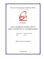 Nâng cao hiệu quả sử dụng vốn của công ty Cổ phần Đầu tư tài chính giáo dục