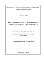 Phát triển kỹ năng viết kiểu văn bản tự sự cho học sinh lớp 6 trong dạy học môn ngữ văn