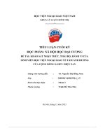 Tiểu luận xã hội học đại cương  khảo sát nhận thức, thái độ, hành vi của sinh viên học viện ngoại giao về tầm ảnh hưởng của cộng đồng lgbt+ hiện nay