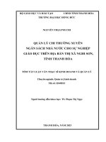 Quản lý chi thường xuyên ngân sách nhà nước cho sự nghiệp giáo dục trên địa bàn thị xã nghi sơn, tỉnh thanh hóa