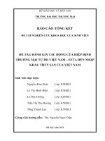 Đánh giá tác động của hiệp định thương mại tự do việt nam   efta đến nhập khẩu thủy sản của việt nam