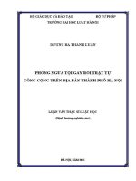 Luận văn thạc sĩ Luật học: Phòng ngừa tội gây rối trật tự công cộng trên địa bàn thành phố Hà Nội