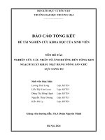 Nghiên cứu các nhân tố ảnh hưởng đến tổng kim ngạch xuất khẩu mặt hàng nông sản chủ lực sang eu