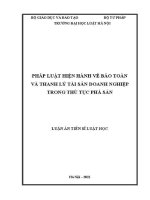 Luận án tiến sĩ Luật học: Pháp luật hiện hành về bảo toàn và thanh lý tài sản doanh nghiệp trong thủ tục phá sản