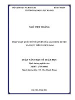 Luận văn thạc sĩ Luật học: Pháp luật Quốc tế về quyền của lao động di trú và thực tiễn ở Việt Nam