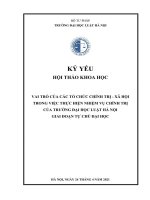 Kỷ yếu hội thảo khoa học cấp Trường: Vai trò của các tổ chức chính trị - xã hội trong việc thực hiện nhiệm vụ chính trị của Trường Đại học Luật Hà Nội giai đoạn tự chủ đại học