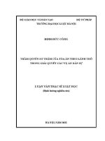 Luận văn thạc sĩ Luật học: Thẩm quyền sơ thẩm của Toà án theo lãnh thổ trong giải quyết các vụ án dân sự