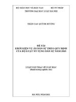 Luận văn thạc sĩ Luật học: Khởi kiện vụ án dân sự theo quy định của Bộ luật Tố tụng dân sự năm 2015