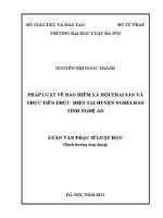 Luận văn thạc sĩ Luật học: Pháp luật về bảo hiểm xã hội thai sản và thực tiễn thực hiện tại huyện Nghĩa Đàn, tỉnh Nghệ An