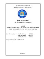 Nghiên cứu các nhân tố ảnh hưởng đến việc xuất khẩu chè việt nam sang pakistan