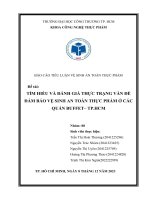 Đề tài tìm hiểu và đánh giá thực trạng vấn đề đảm bảo vệ sinh an toàn thực phẩm ở các quán buffet– tp hcm