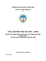 Tiểu luận môn triết học mác – lênin đề tài quy luật lượng chất và sự vận dụng quy luật lượng chất của bản thân trong quá trình học tập