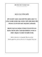 Báo cáo tổng kết đề tài: Pháp luật lao động về bảo vệ người lao động trong bối cảnh dịch bệnh Covid-19 - Thực trạng và một số kiến nghị