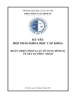 Kỷ yếu hội thảo khoa học cấp Khoa: Hoàn thiện pháp luật tố tụng hình sự về xét xử phúc thẩm