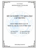 Đề tài nghiên cứu khoa học cấp Trường: Hoàn thiện pháp luật về thuế giá trị gia tăng ở Việt Nam