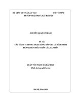 Luận văn thạc sĩ Luật học: Các hành vi trong hoạt động báo chí có xâm phạm đến quyền nhân thân của cá nhân