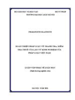 Luận văn thạc sĩ Luật học: Hoàn thiện pháp luật về thanh tra, kiểm tra thuế của Lào từ kinh nghiệm của pháp luật Việt Nam
