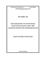 Luận văn thạc sĩ Luật học: Bảo đảm quyền con người trong đăng ký hộ tịch qua thực tiễn tại huyện Thường Tín, thành phố Hà Nội