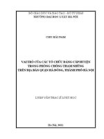 Luận văn thạc sĩ Luật học: Vai trò của các tổ chức đảng cấp huyện trong phòng chống tham nhũng trên địa bàn quận Hà Đông, thành phố Hà Nội
