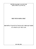 Kỷ yếu hội thảo khoa học cấp Khoa: Hợp đồng về quyền sử dụng đất theo quy định của pháp luật Việt Nam