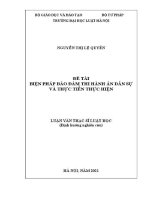 Luận văn thạc sĩ Luật học: Biện pháp bảo đảm thi hành án dân sự và thực tiễn thực hiện