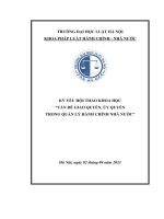 Kỷ yếu hội thảo khoa học cấp Khoa: Vấn đề giao quyền, uỷ quyền trong quản lý hành chính nhà nước