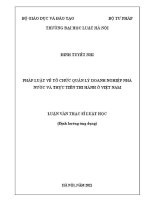 Luận văn thạc sĩ Luật học: Pháp luật về tổ chức, quản lý DNNN và thực tiễn thi hành ở Việt Nam