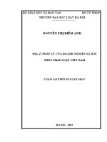 Luận án tiến sĩ Luật học: Địa vị pháp lý của doanh nghiệp xã hội theo pháp luật Việt Nam