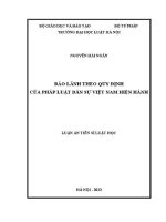 Luận án tiến sĩ Luật học: Bảo lãnh theo quy định của pháp luật dân sự Việt Nam hiện hành