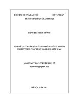 Luận văn thạc sĩ Luật học: Bảo vệ quyền làm mẹ của lao động nữ tại doanh nghiệp theo pháp luật lao động Việt Nam