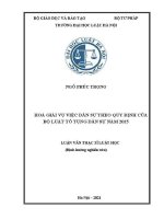 Luận văn thạc sĩ Luật học: Hoà giải vụ việc dân sự theo quy định của Bộ luật Tố tụng dân sự năm 2015